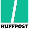 A green square with the huffpost logo in black.